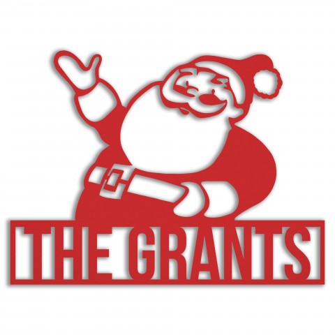 Retro Santa Personalized 4 x 4 Red Metal Ornament