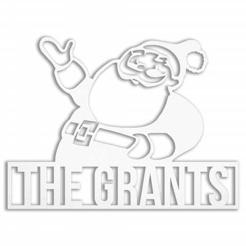 Retro Santa Personalized 4 x 4 White Metal Ornament