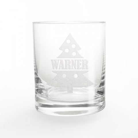 Family Christmas Tree Personalized 3 x 3.5 Whiskey Glass