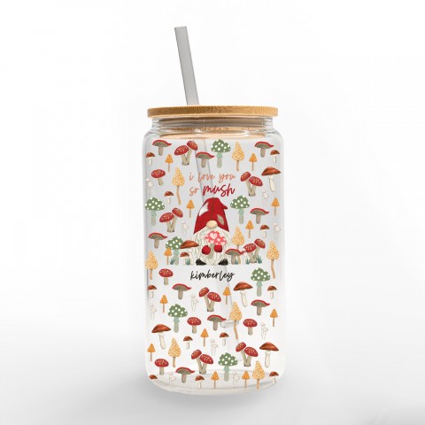 Love You So Mush Personalized 3 x 5.8 Glass Can Cup