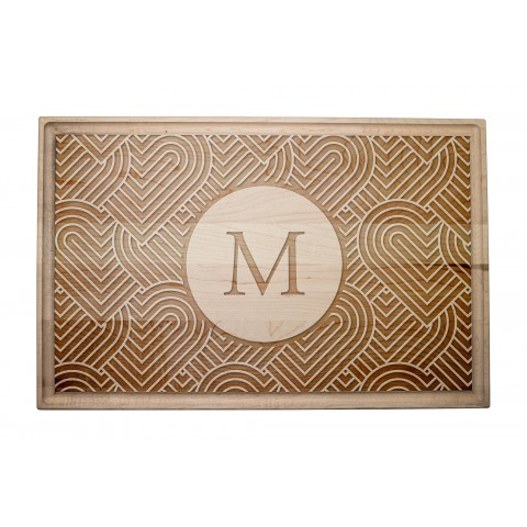 Linework Heart Monogram Personalized 17 x 11 Maple Cutting Board