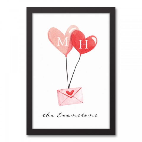 Love Mail Personalized 13.73 x 19.73 Black Framed Canvas