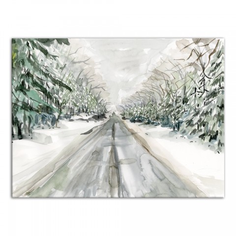 Winter Road 40 x 30 Canvas Wall Art