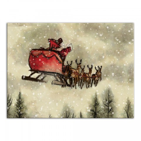 Flying Sleigh 24 x 18 Canvas Wall Art