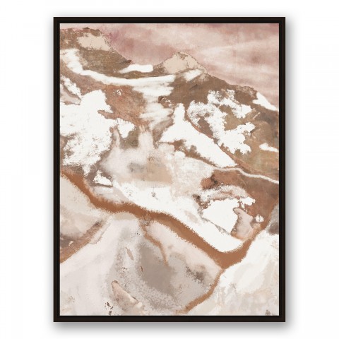 Snowy Mountains 31.75 x 41.75 Walnut Floating Frame Canvas