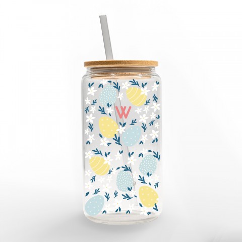 Simple Egg Monogram Personalized 3 x 5.8 Glass Can Cup