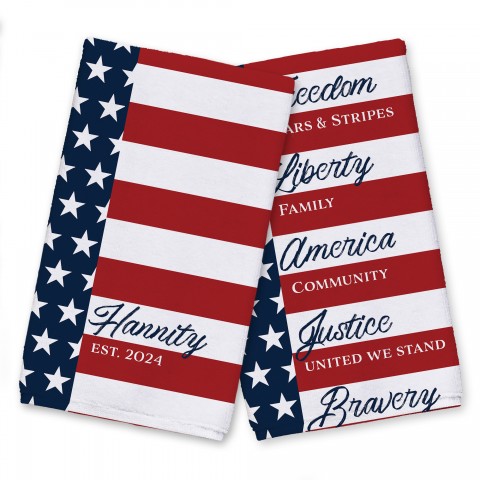 American Flag Family Name Personalized Towel Set