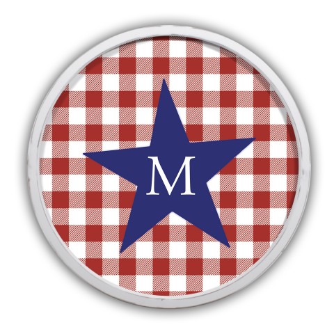 Red Buffalo Check Monogram Personalized 20 x 20 Round White Framed Print
