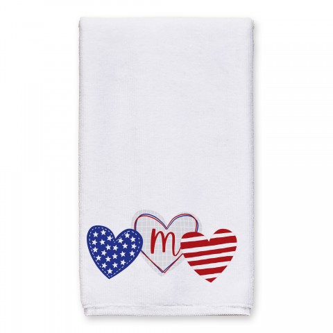 Patriotic Heart Pattern Monogram Personalized 16 x 25 Towel