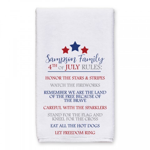 4th of July Family Rules Personalized 16 x 25 Towel