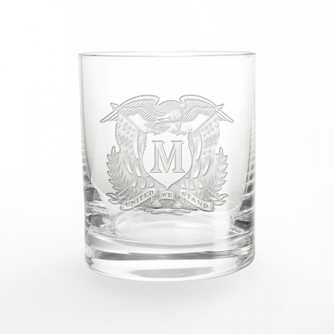 Patriotic Eagle Monogram Personalized 3 x 3.5 Whiskey Glass