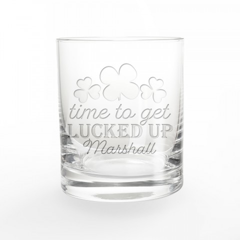 Time to Get Lucked Up Personalized 3 x 3.5 Whiskey Glass