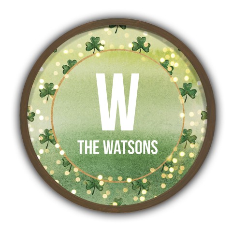 Glowing Clover Monogram Personalized 20 x 20 Round Brown Framed Print