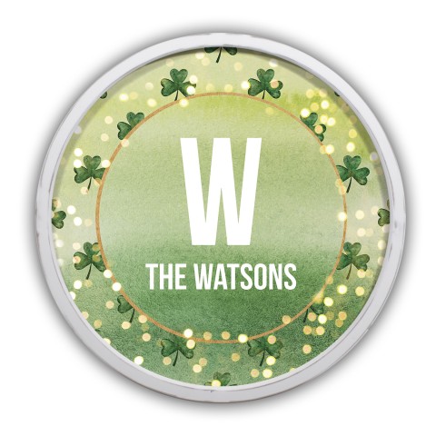 Glowing Clover Monogram Personalized 20 x 20 Round White Framed Print