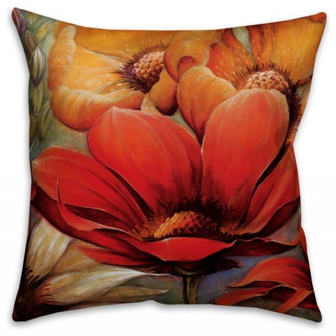 Autumnal Floral  Outdoor Throw Pillow
