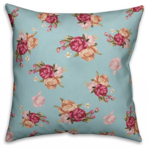 Vintage Pink Roses  Outdoor Throw Pillow
