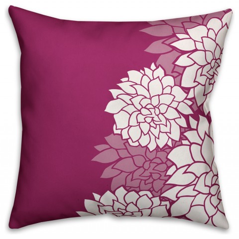 Magenta Aster Floral  Outdoor Throw Pillow