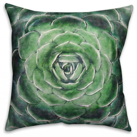 Dark Emerald  Succulent  Outdoor Throw Pillow