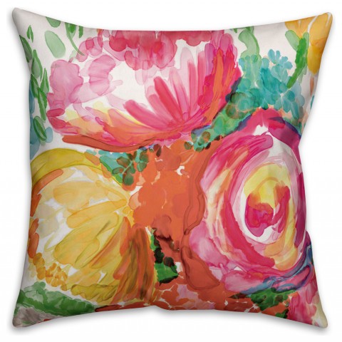 Colorful Ranuculus  Outdoor Throw Pillow