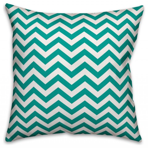 Teal Chevron  Outdoor Throw Pillow