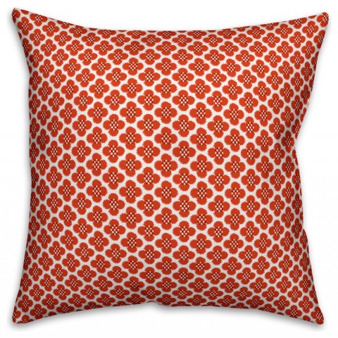 Red Quatrefoil  Outdoor Throw Pillow