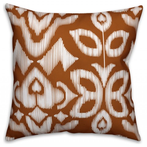 Orange Ikat  Outdoor Throw Pillow
