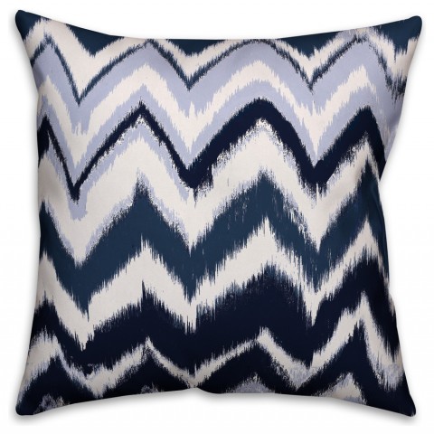 Navy Abstract Chevron  Outdoor Throw Pillow