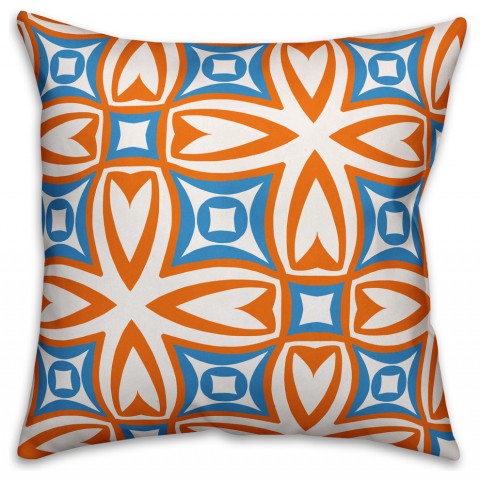 Orange and Blue Pattern  Outdoor Throw Pillow