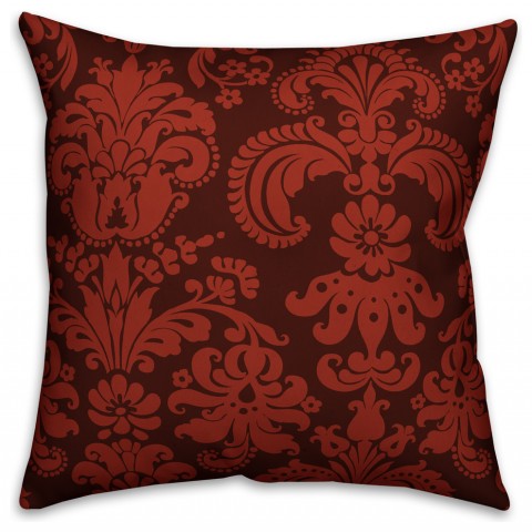 Red Damask  Outdoor Throw Pillow