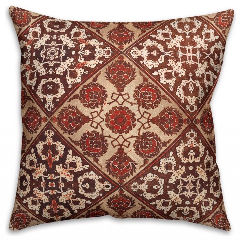 Traditional Spice Tones Tiles  Outdoor Throw Pillow