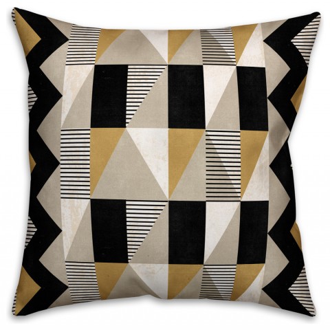 Gold and Black Contemporary Pattern  Outdoor Throw Pillow