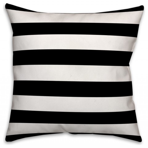 Black and White Stripes  Outdoor Throw Pillow