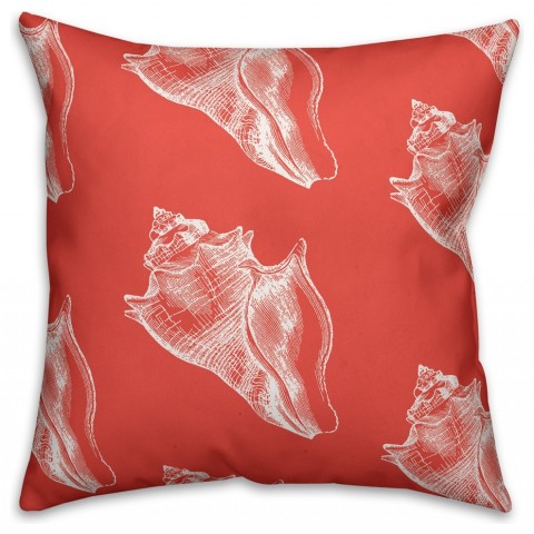 Coastal Coral Shells  Outdoor Throw Pillow