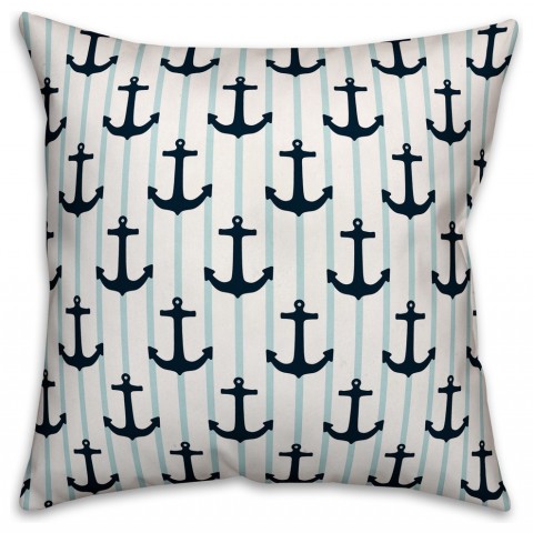 Nautical Anchors  Outdoor Coastal Throw Pillow