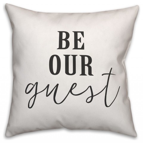 Be Our Guest Black and White  Outdoor Throw Pillow