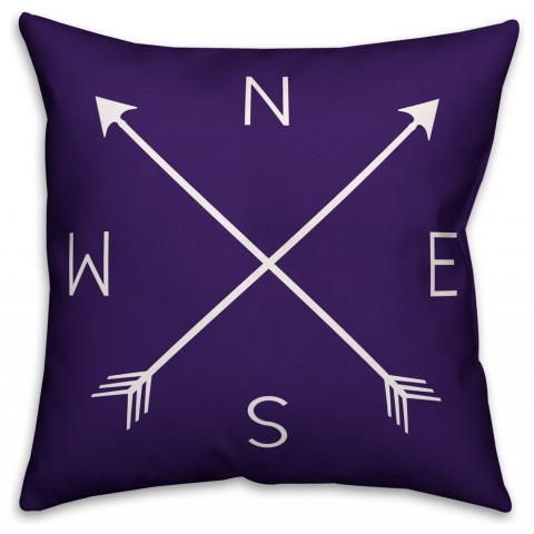 Purple Compass  Outdoor Throw Pillow