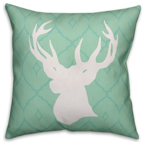 Mint Diamond White Deer  Outdoor Throw Pillow