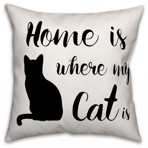 Home is Where My Cat Is  Outdoor Throw Pillow