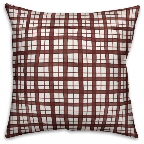 Red and White Plaid  Outdoor Throw Pillow