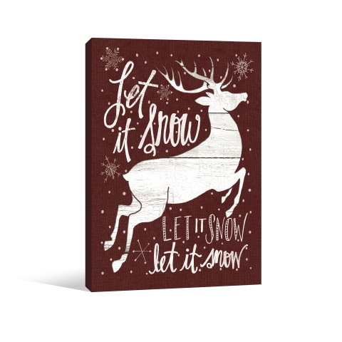 Deer, Let It Snow 12x16 Canvas Wall Art