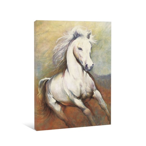 Orange and Blue Horse Canvas Wall Art