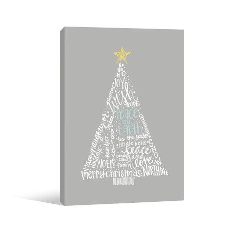 Christmas Word Tree 12x16 Canvas Wall Art