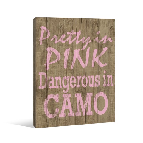 Pretty In Pink Dangerous in Camo Canvas Wall Art
