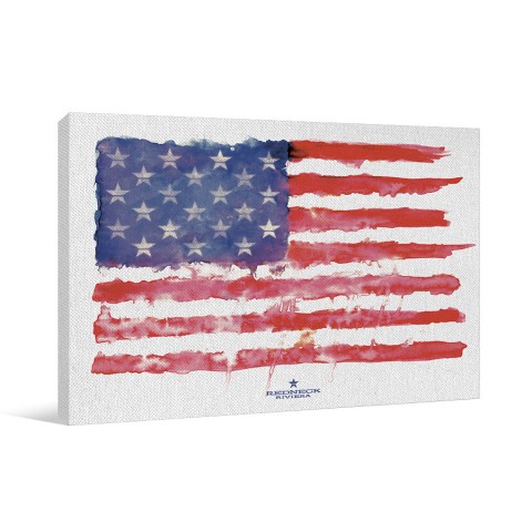Watercolor Flag 36x24 Canvas Wall Art