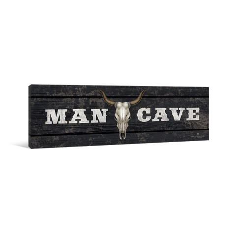 Bull Man Cave 60x20 Canvas Wall Art