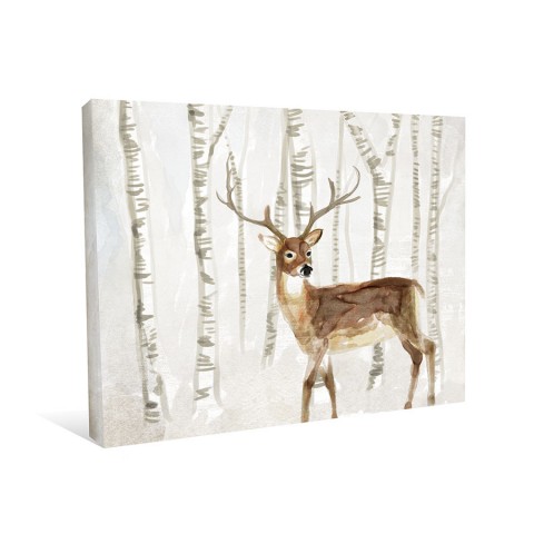 Watercolor Deer Canvas Wall Art 