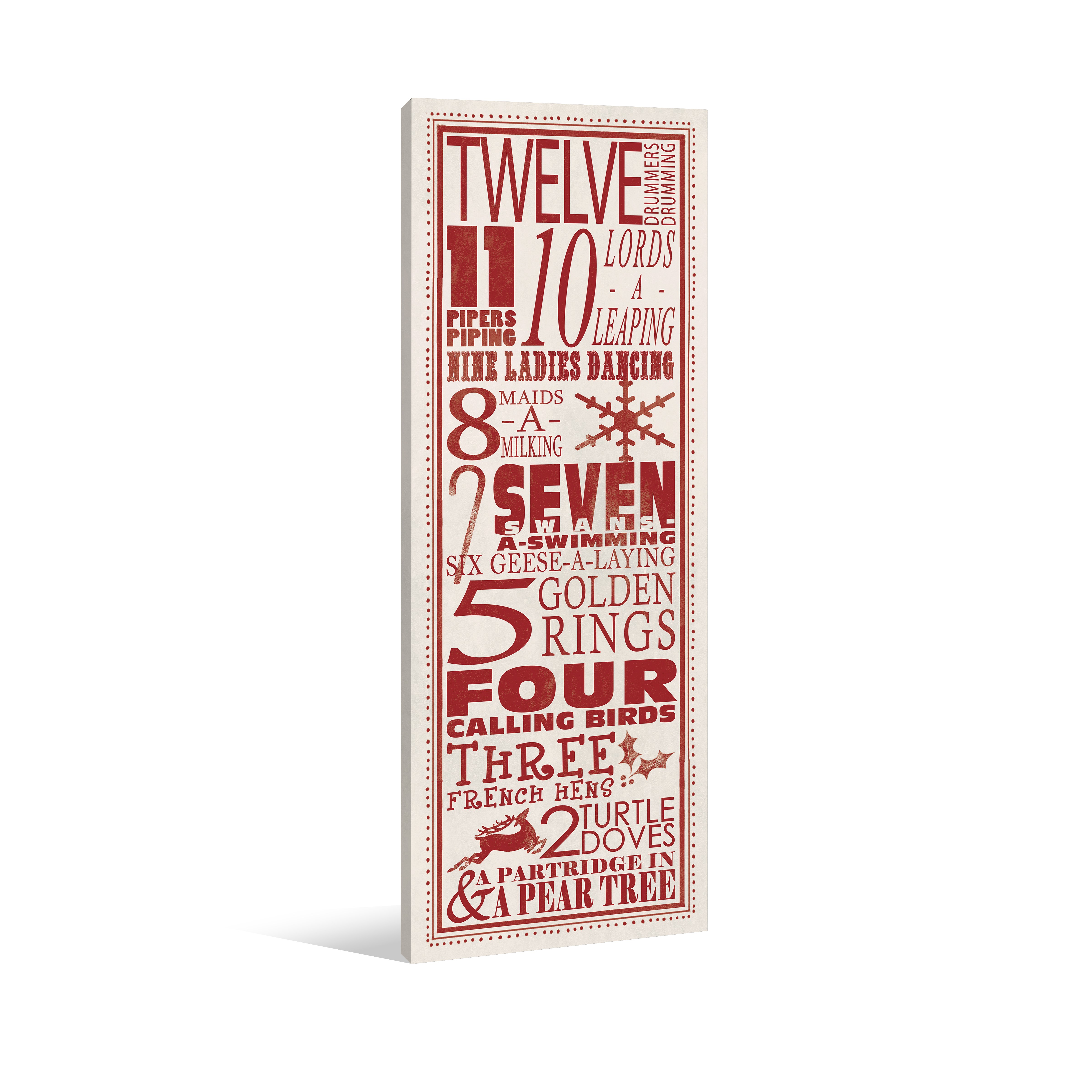 Twelve Days Of Christmas 12x36 Canvas Wall Art