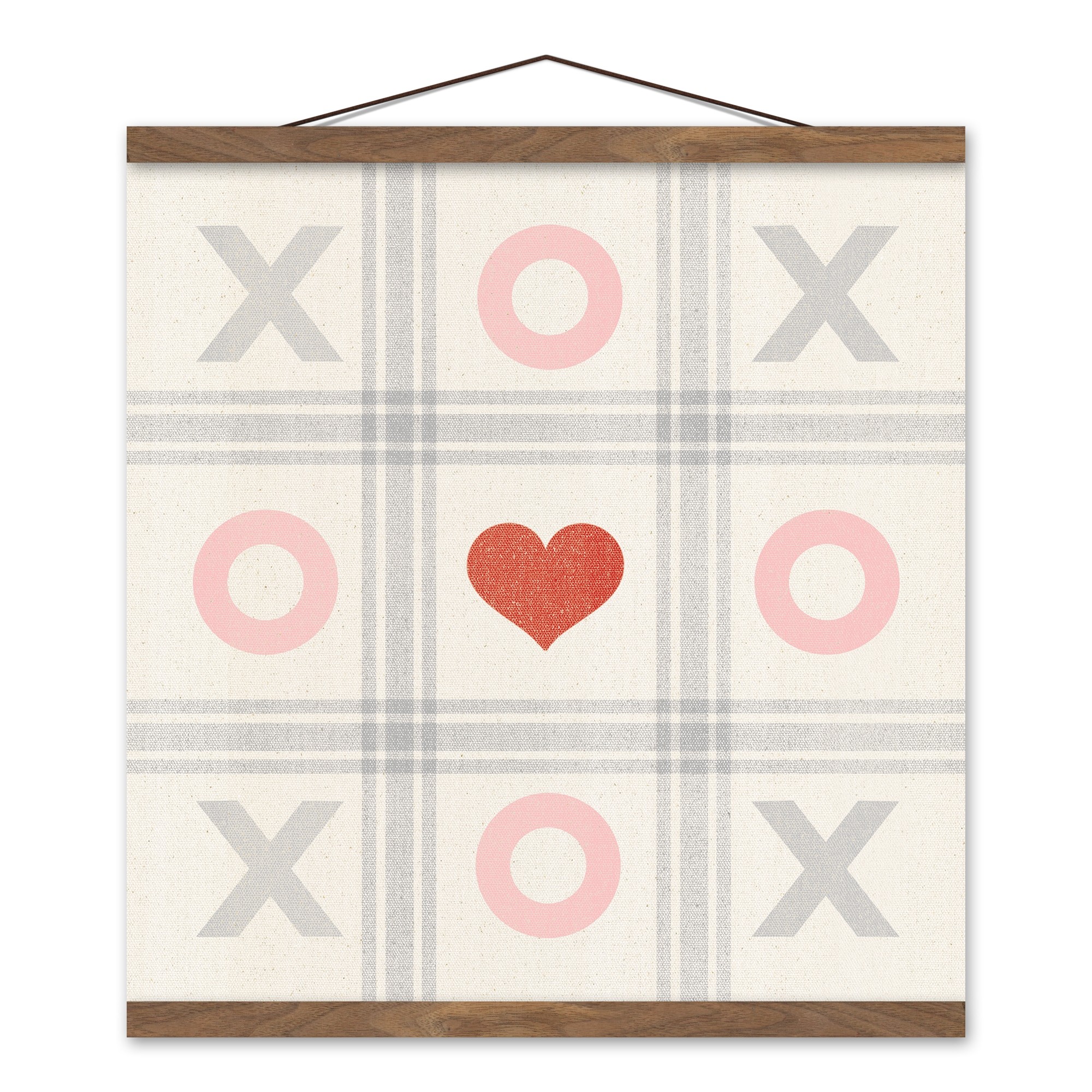 XOXO Tic Tac Toe 16x16 Teak Hanging Canvas