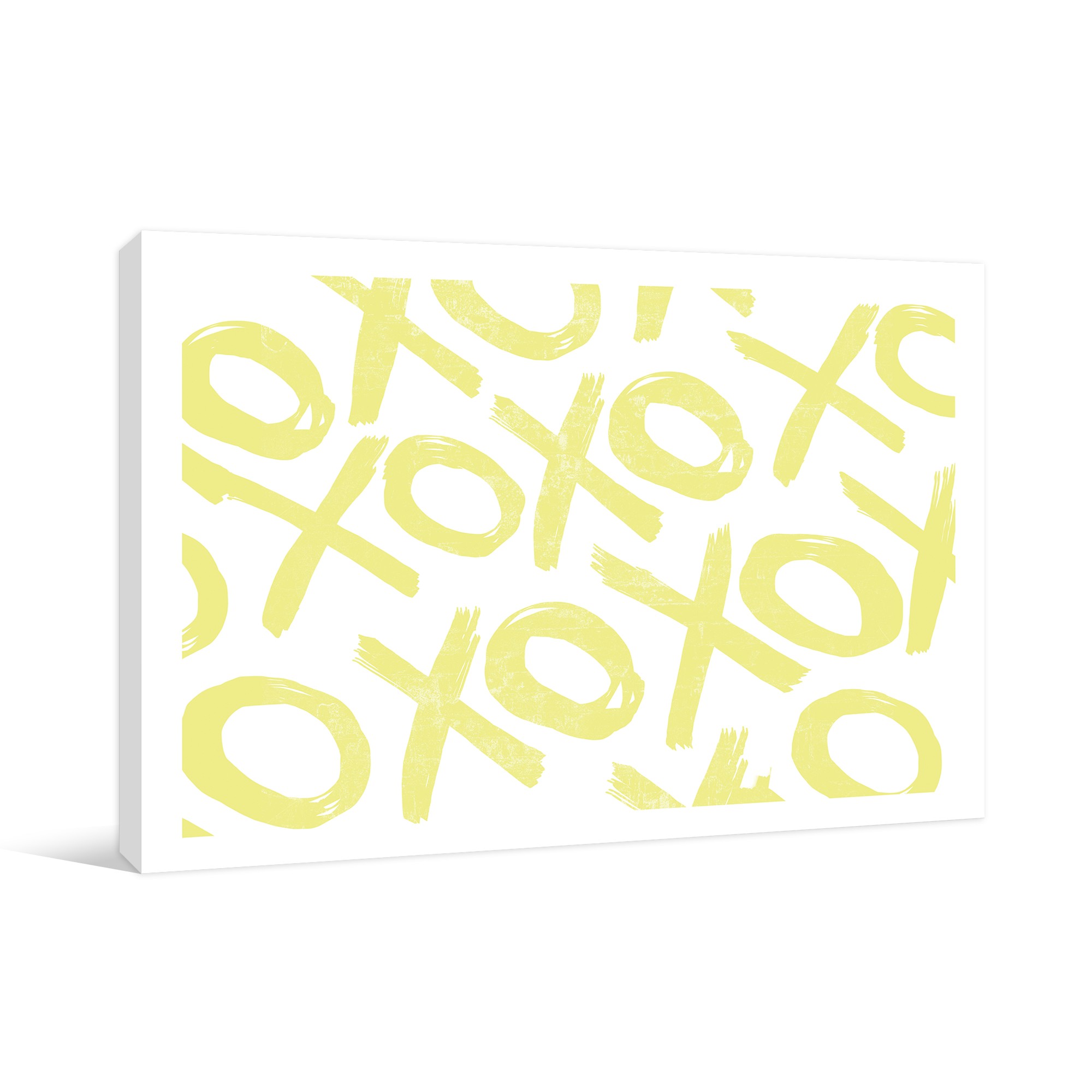 Distressed Yellow Tic Tac Toe 36x24 Gallery Wrapped Canvas