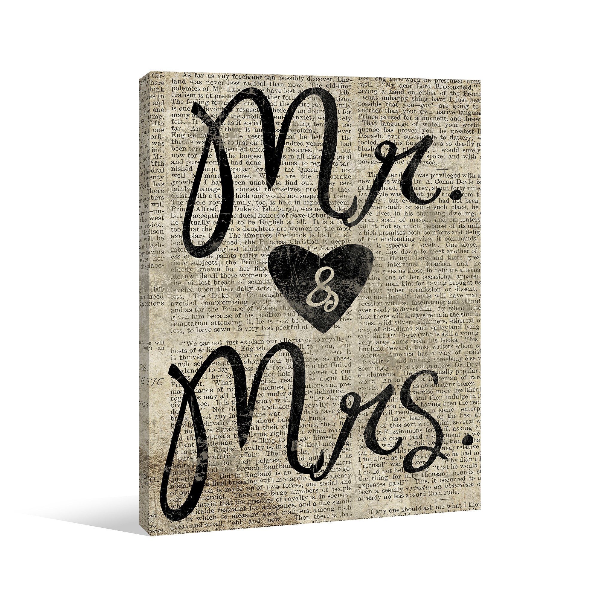 Mr And Mrs Newspaper Gallery Wrapped Canvas